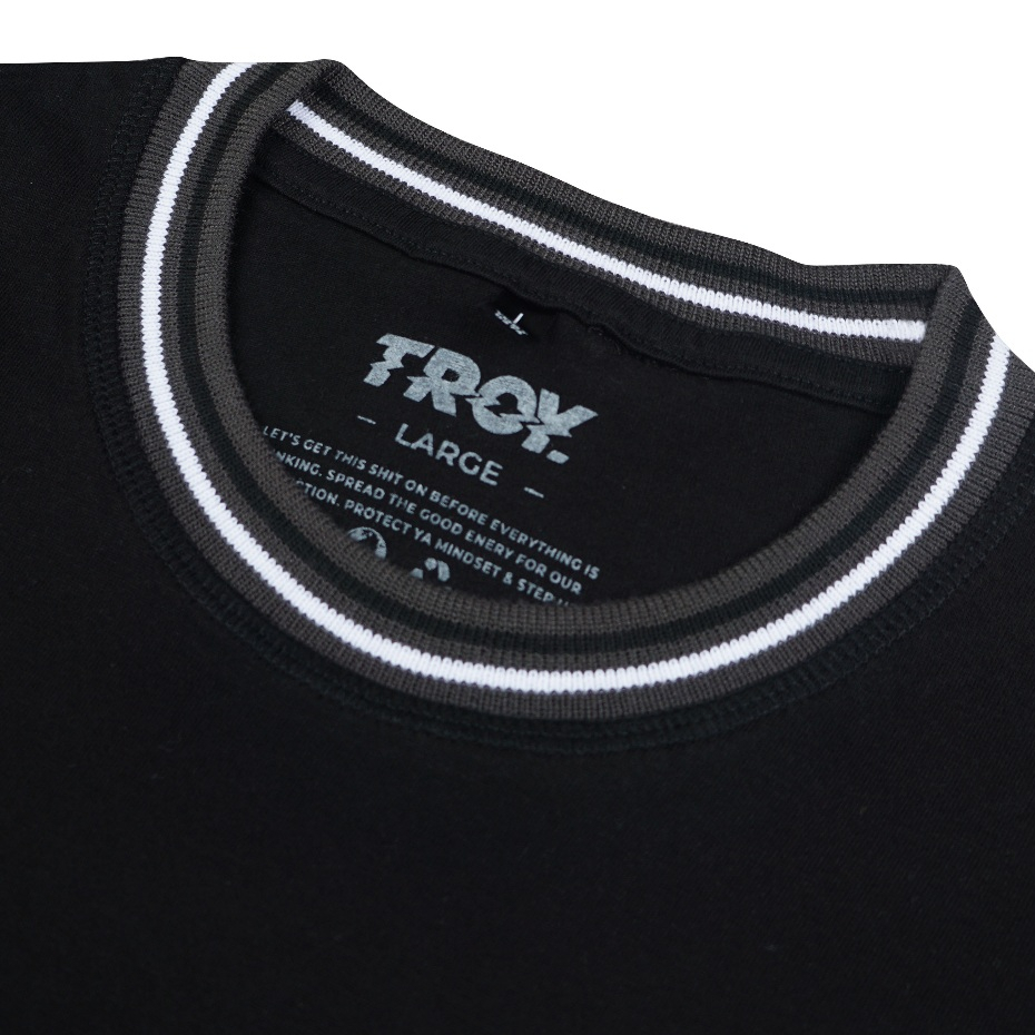 Troy Company Neck Stripe Tshirt Black Nocturn - Kaos Lengan Pendek Kaos Hitam KST 3541-3A1W1B