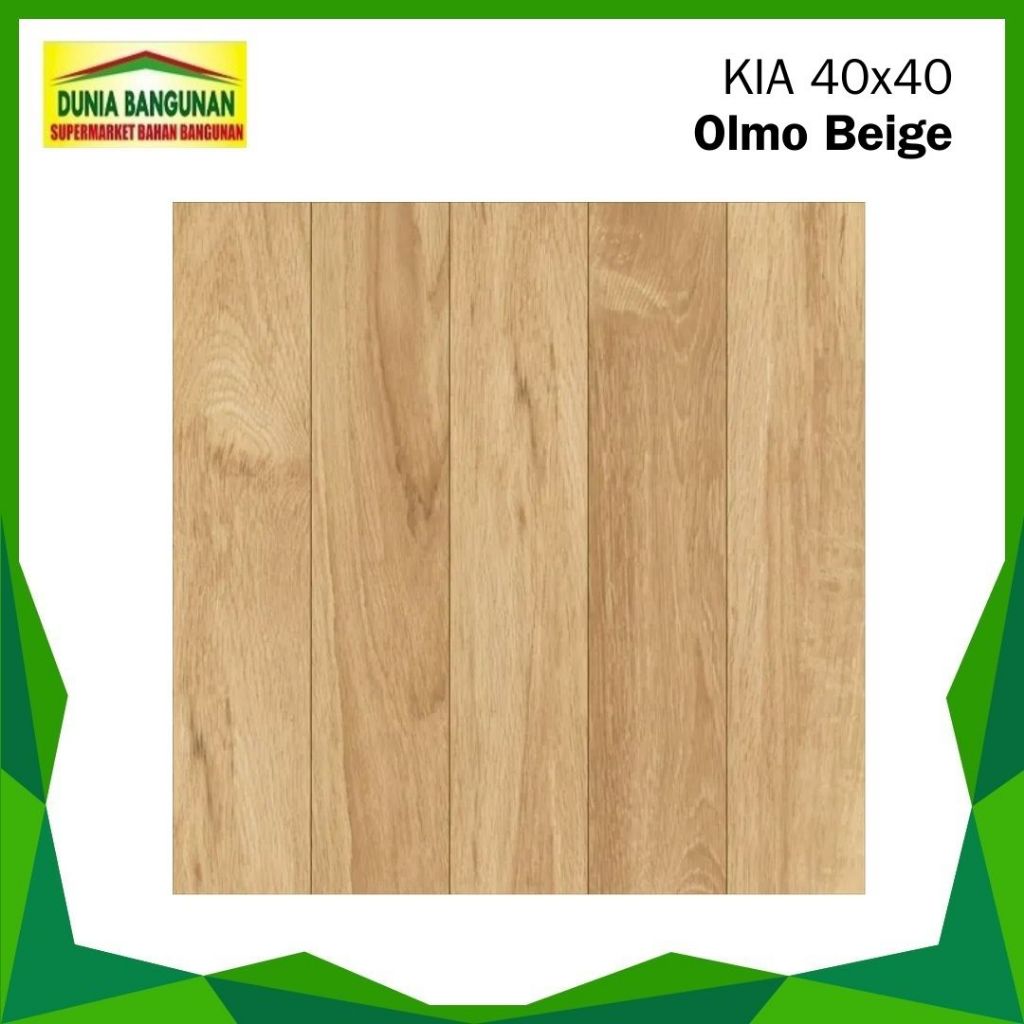 Keramik 40x40 Motif Kayu KIA Olmo Beige Keramik Lantai Glossy Kayu