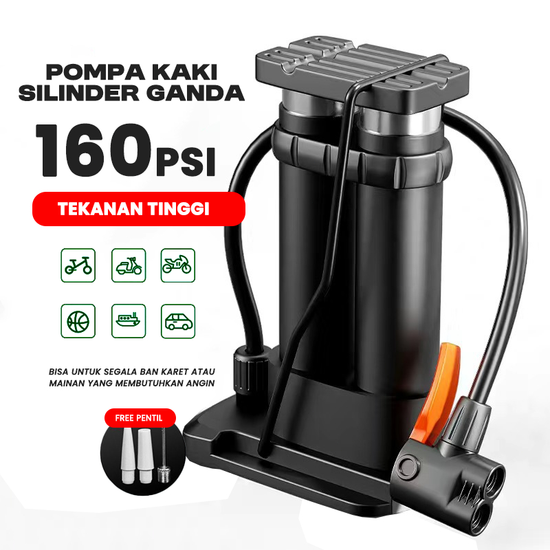 NEW Pompa Injak Ban Angin Portable/pompa ban motor injak/pompa ban motor 130PSI/pompa sepeda dan