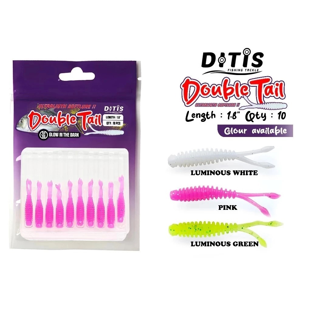 SOFTLURE DITIS DOUBLE TAIL 3.5 CM (GID) SOFTLURE ULTRALIGHT