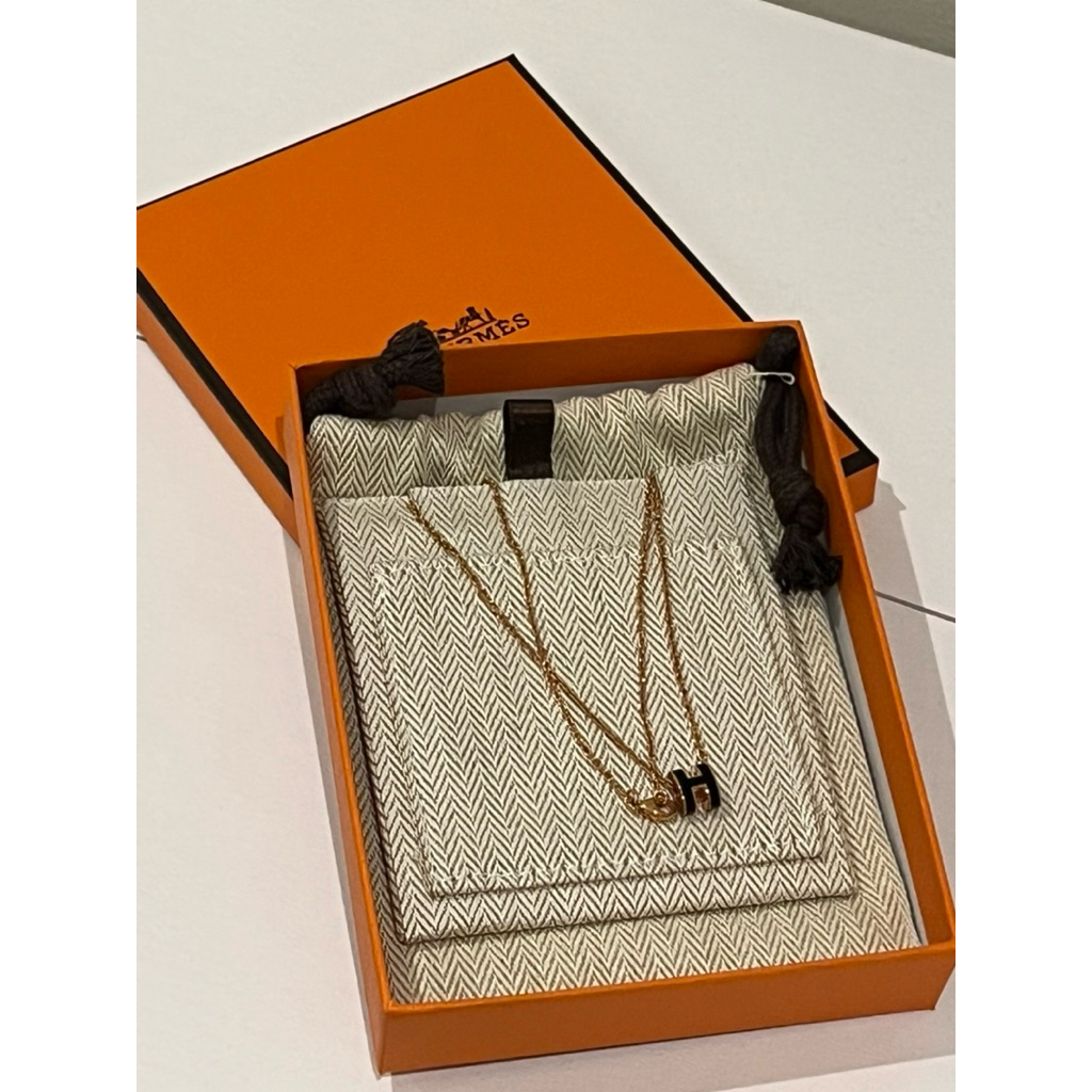 necklace hermes mini pop H black ghw- dijamin 100%