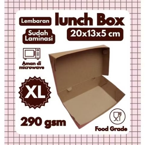LunchBox Paper Craft Coklat Laminasi XL