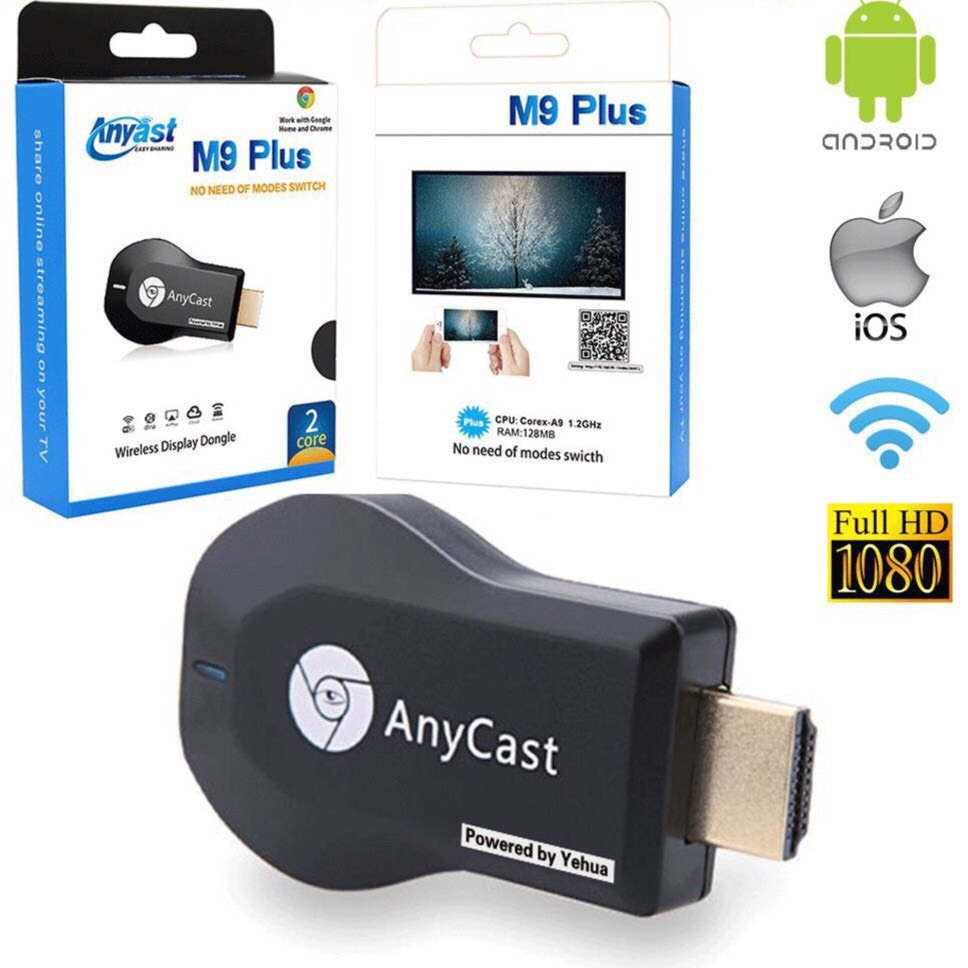 ANYCAST M9 PLUS Dongle HDMI Wireless Display WiFi Receiver Versi Terbaru Support Miracast DLNA Airpl