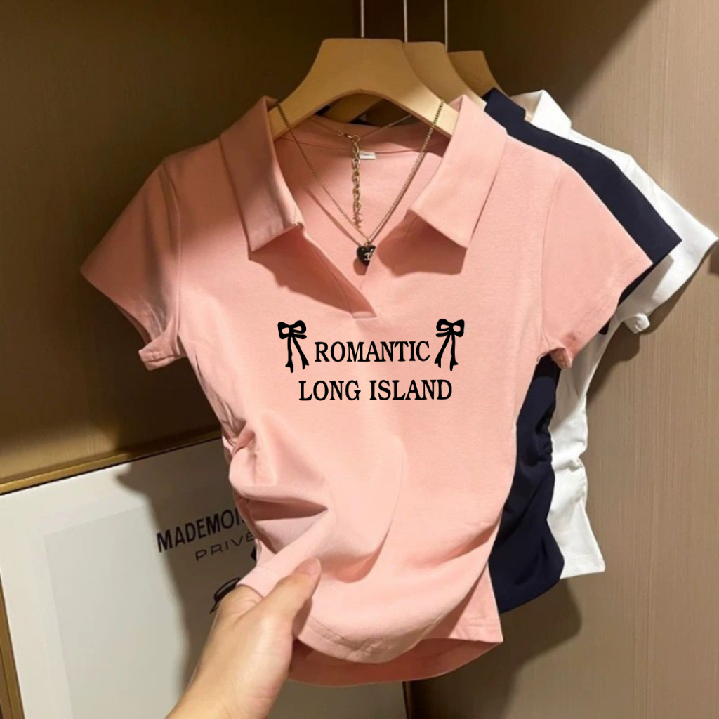Crop Top Polo Kaos Crop Top Polo Wanita Polos T-shirt Kerah Polo Shirt Wanita/Crop Top Polos/Kaos Wa