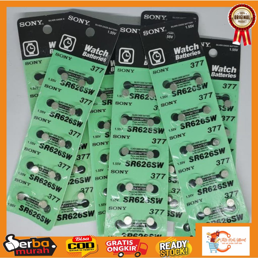 Little Mall BATERAI JAM TANGAN SONY SR626SW ORI 377 SILVER OXIDE BATRAI JAM TANGAN AWET TAHAN LAMA