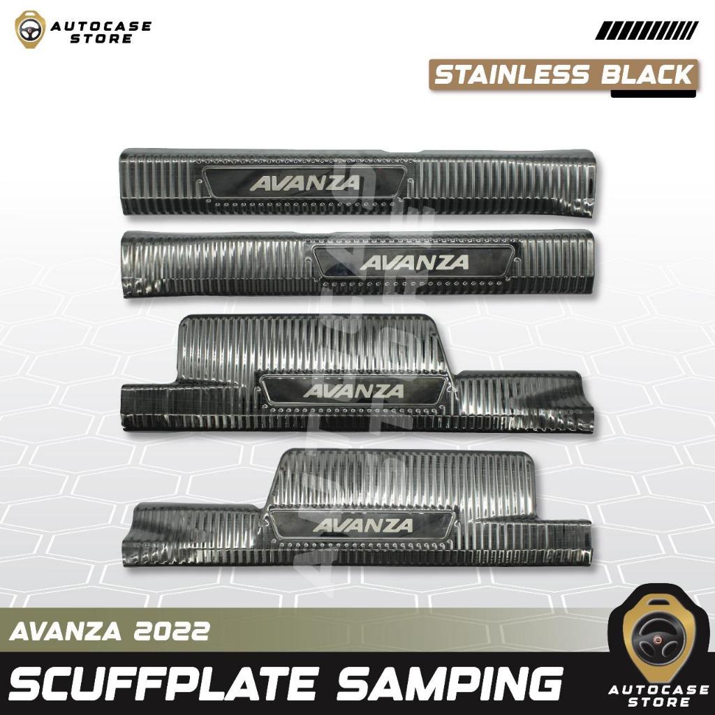 SCUFFPLATE SAMPING AVANZA 2022 2023 2024 2025 UP STAINLESS BLACK PNP AKSESORIS MOBIL