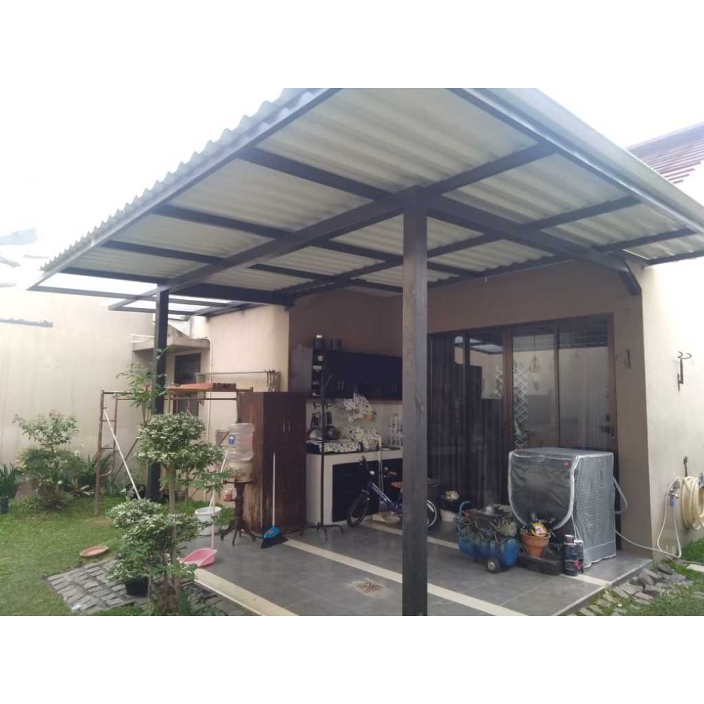 Kanopi Rangka Besi Hollow Atap Alderon Minimalis
