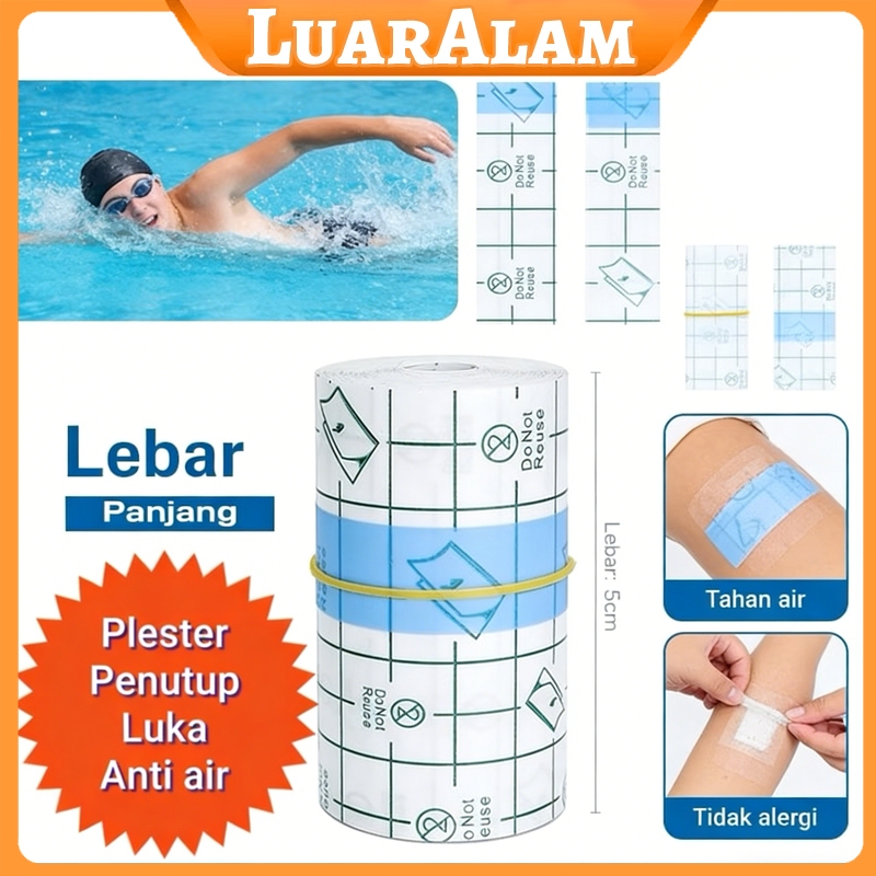 Plester Luka Operasi ANTI AIR 5M - Untuk Mandi & Berenang, Film Transparan Kedap Air Namun Tetap Ber