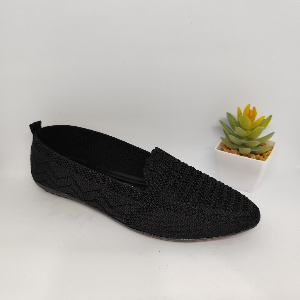 NewYordan Sepatu Wanita Rajut – Kasoetkoe HH 468 Hitam | Flat Shoes Rajut | Casual & Nyaman