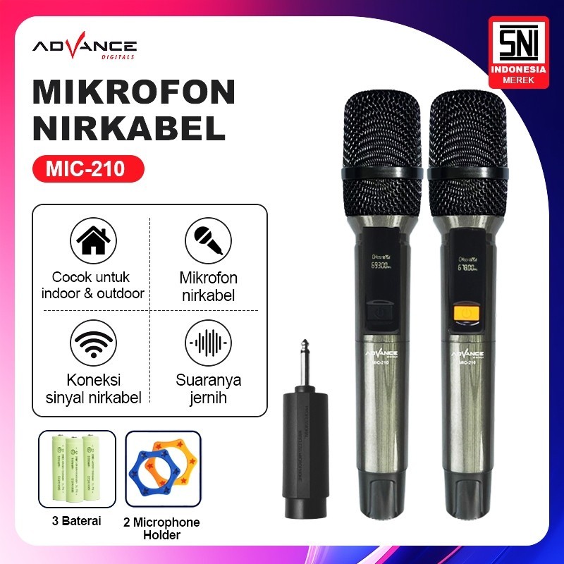 Advance wireless microphone MIC-210 mic tanpa kabel untuk karaoke mikrofon emas mic karaoke
