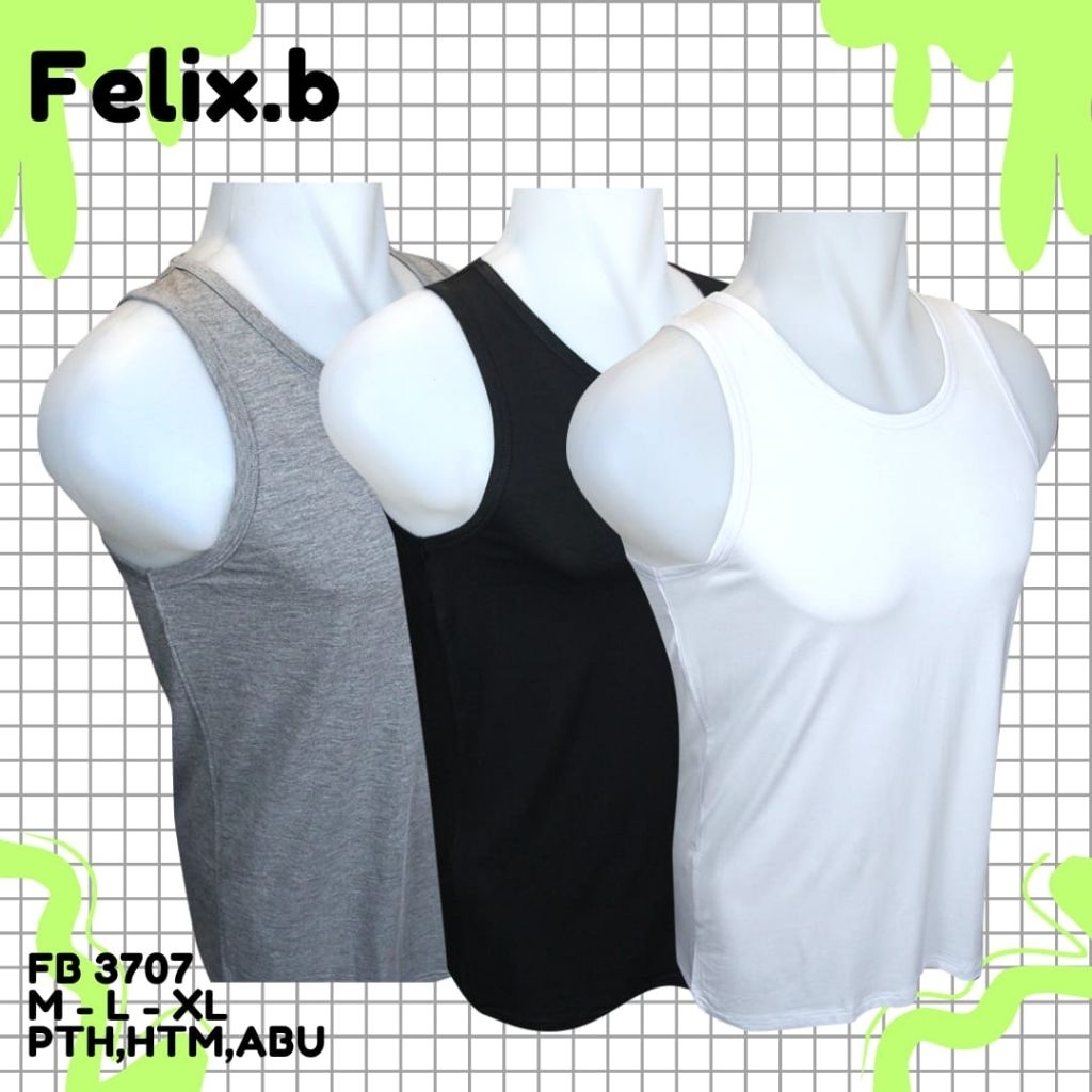 Kaos Singlet Pria Felix.b 3707 Isi 1pcs Bamboo