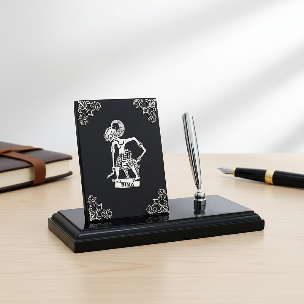Tempat Bolpen Pulpen Bolpoin Pensil Pena Wayang Kayu Logam