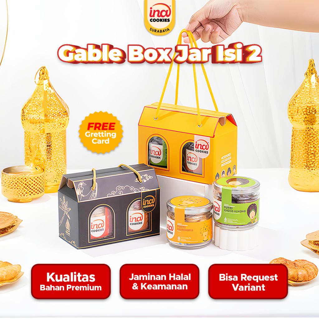 Hampers Lebaran GABLE BOX JAR ISI 2 -  Paket Parcel Idul Fitri 2026 Kue Kering Premium INA COOKIES