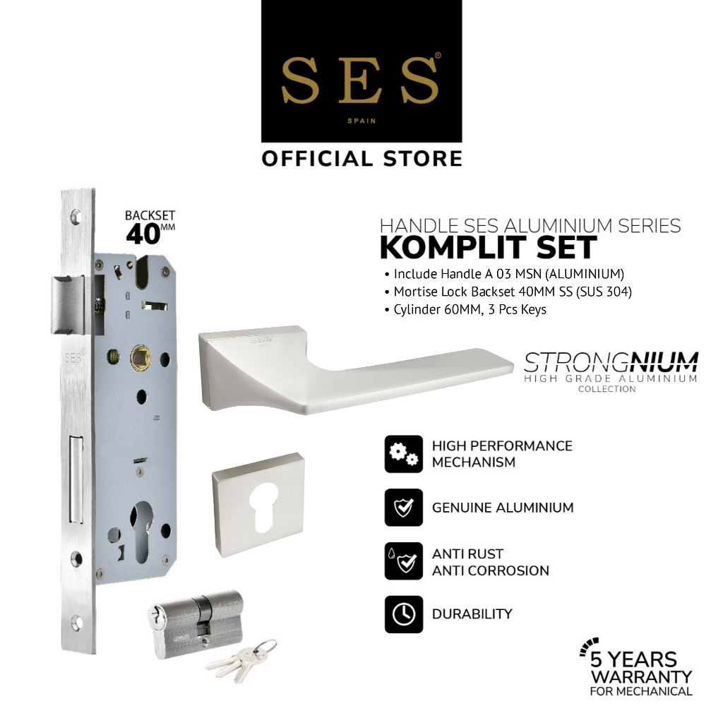 SES Gagang Pintu Handle Aluminium A03 MSN Pisah, Paket