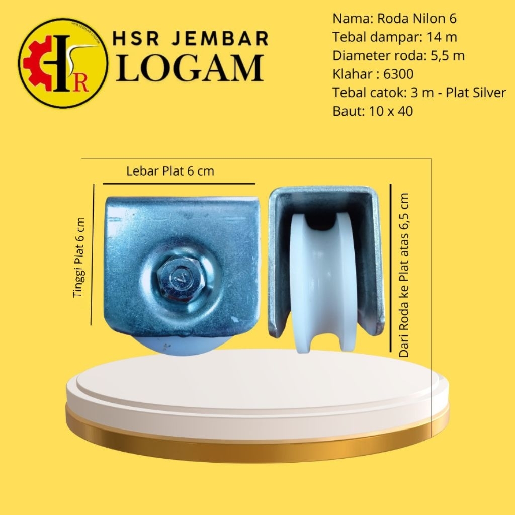 Roda nilon 6, roda nilon gerbang, roda nilon 6 rel bulat