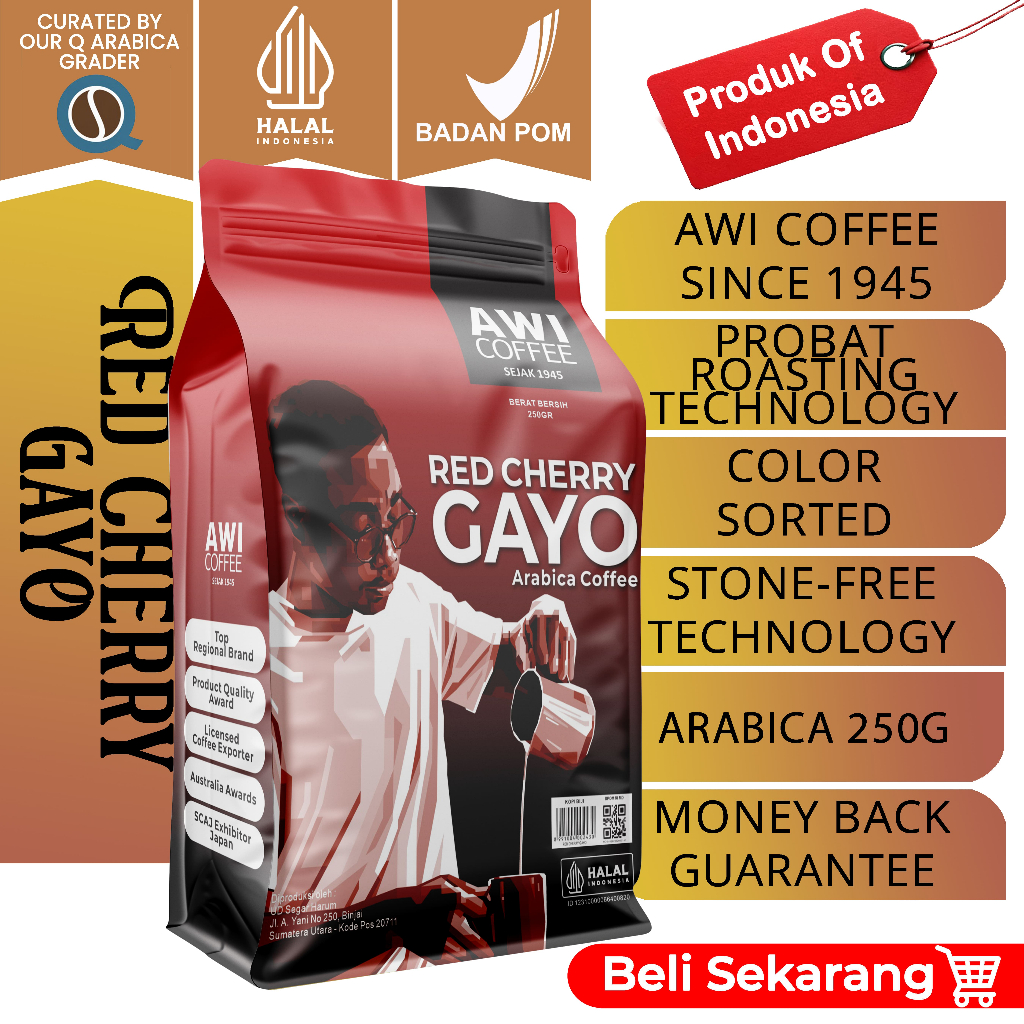 KOPI SIDIKALANG| GAYO RED CHERRY 250GR | AWI COFFEE