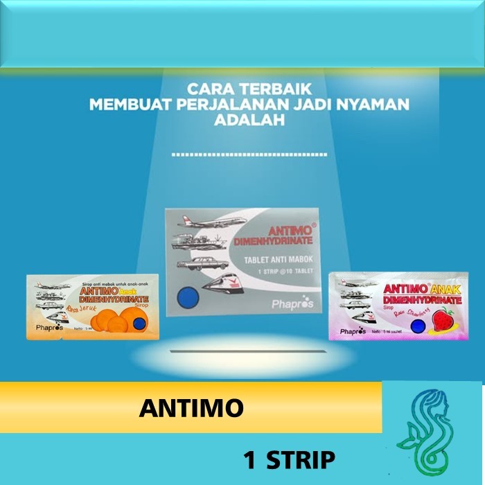 1 PCS ANTIMO TABLET DAN SIRUP DEWASA/ANAK MENGATASI MABUK PERJALANAN (10 TABLET) | ANTIMO ANAK JERUK