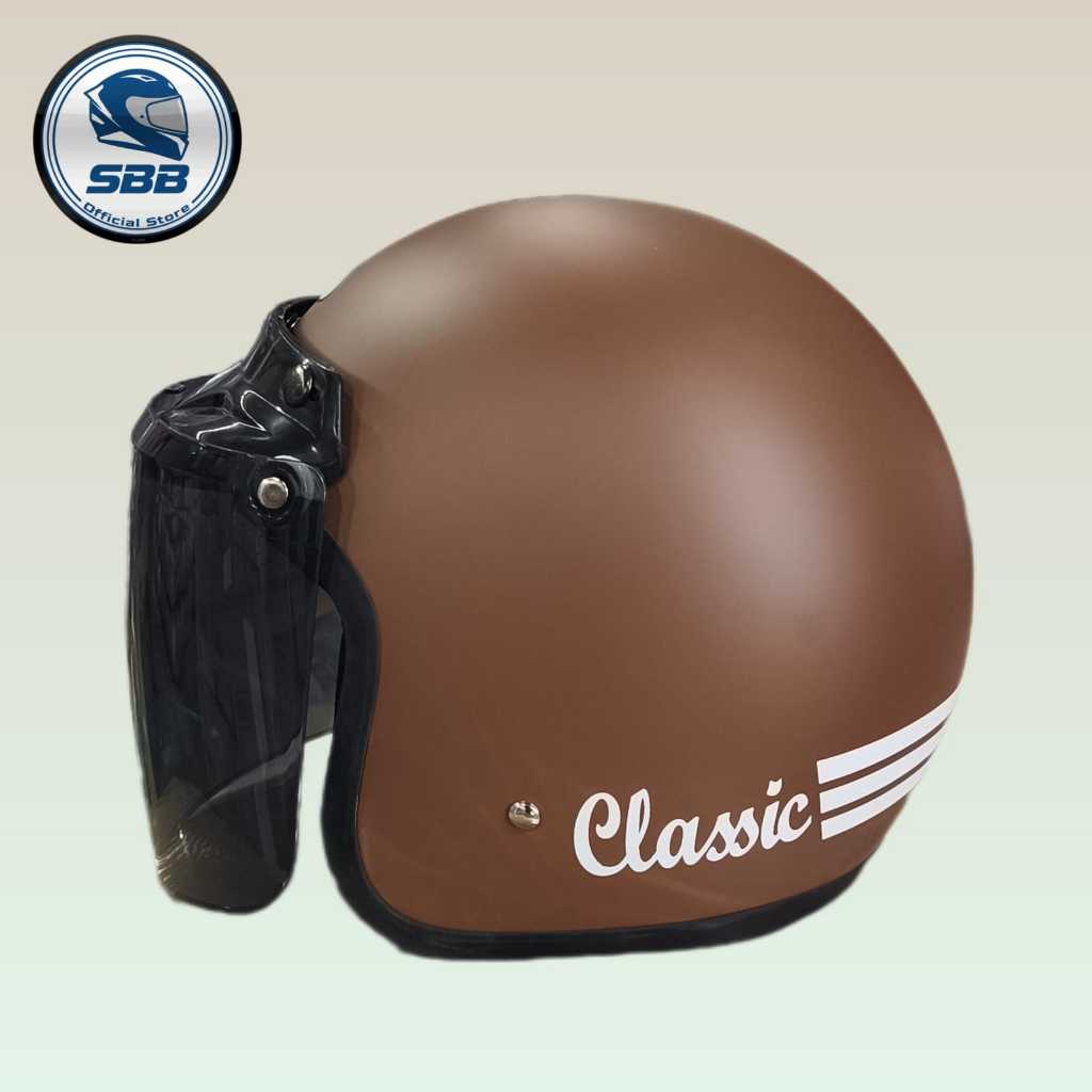 { SBB } HELM BOGO CLASSIC SNI + Kaca Original - Helm Scoopy Genio Fazzio Retro