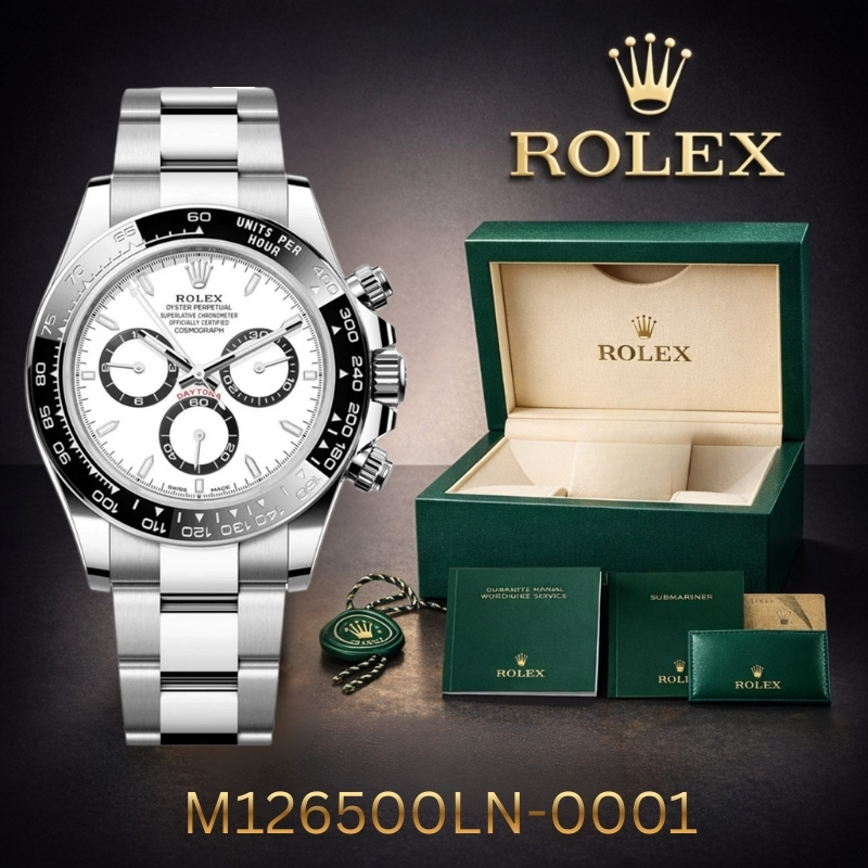 [100% Asli] Original Jam tangan Pria wanita Rolex Cosmograph Daytona M126500LN-0001 Automatic 18K CT