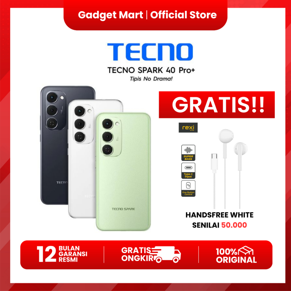 TECNO SPARK 40 PRO+ 8/256GB - Garansi Resmi