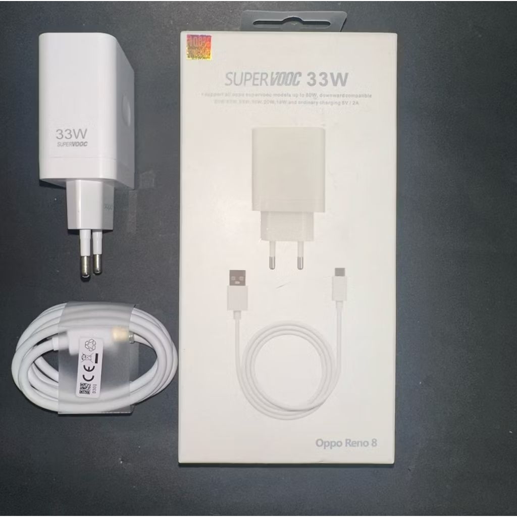 Charger OPP0 SUPER VOOC 33Watt Fast Charging Adapter 33W + Kabel Type C SuperVooc 33 Watt