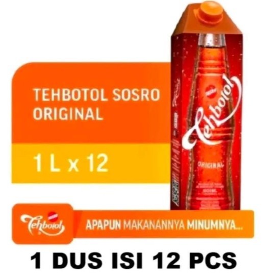 Teh Botol Sosro 1 Liter-Teh Kotak 1000ml-Minuman Instan-Siap Minum 1 Dus