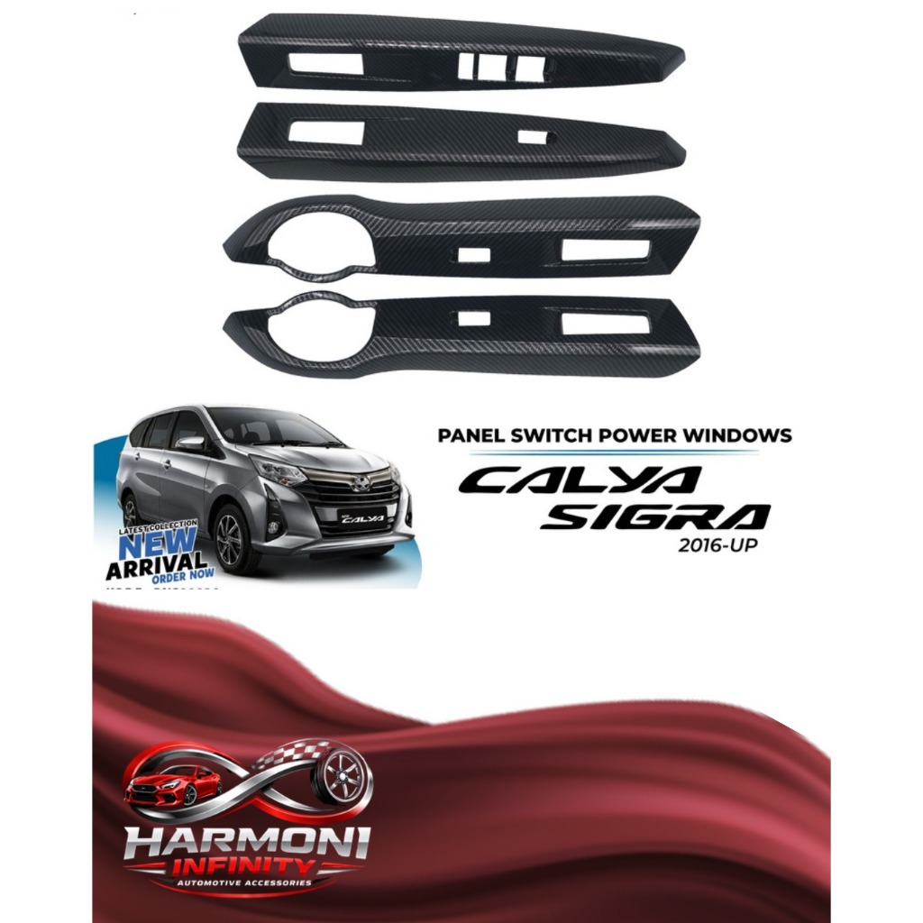 Aksesoris Interior Toyota Calya Panel Switch power Carbon /MOTIF KAYU