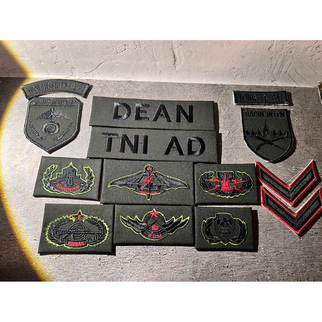 Papan nama atribut PDL lama bordir TNI AD AU AL