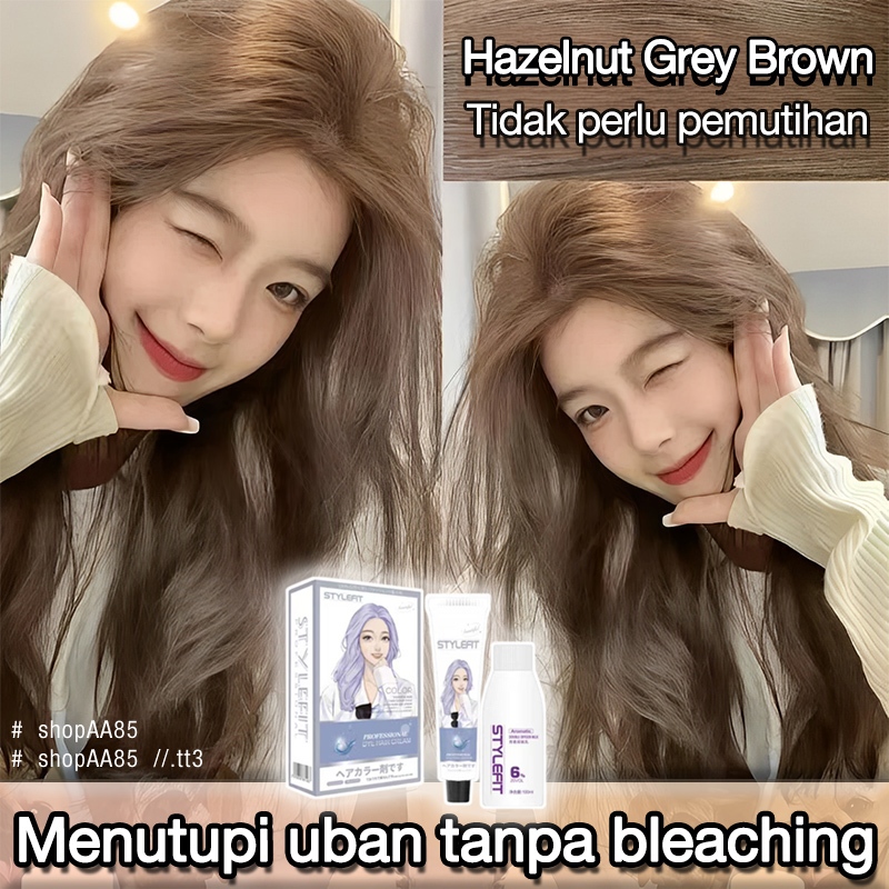 (Beli 100ml gratis 100ml)STYLE FIT cat rambut*200ml,cat rambut ekstrak tanaman,hazelnut grey brown,w