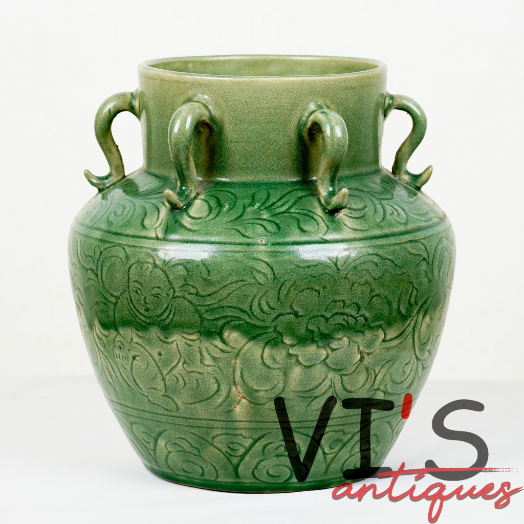 Pot Dynasty Celadon Guci Keramik Antik Kuno Asli Cina