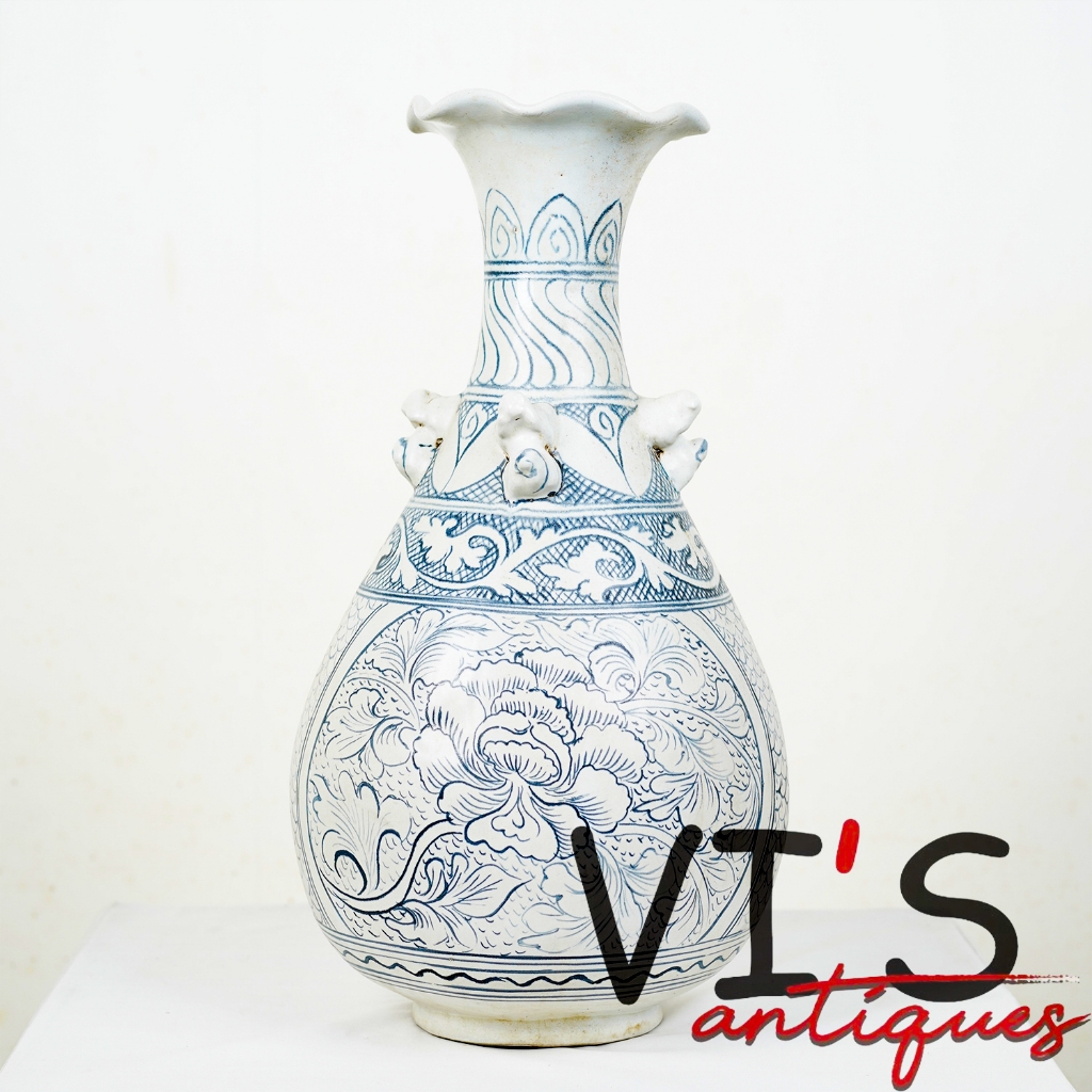 Vas Dynasty Blue & White Guci Keramik Antik Kuno Asli Cina