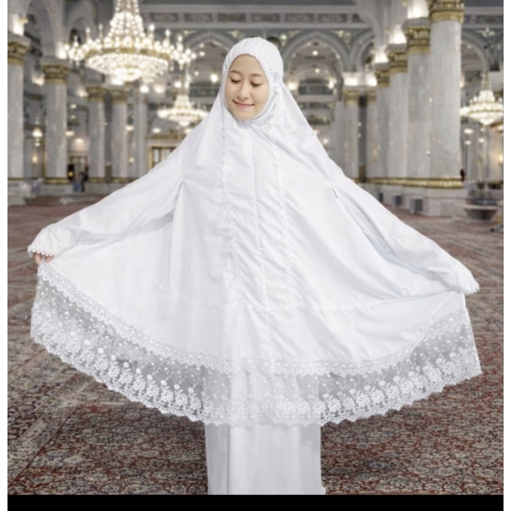 Mukena setelan atas bawah Mukena ihrom Potongan berlengan katun mikro full renda Mukena lengan Muken