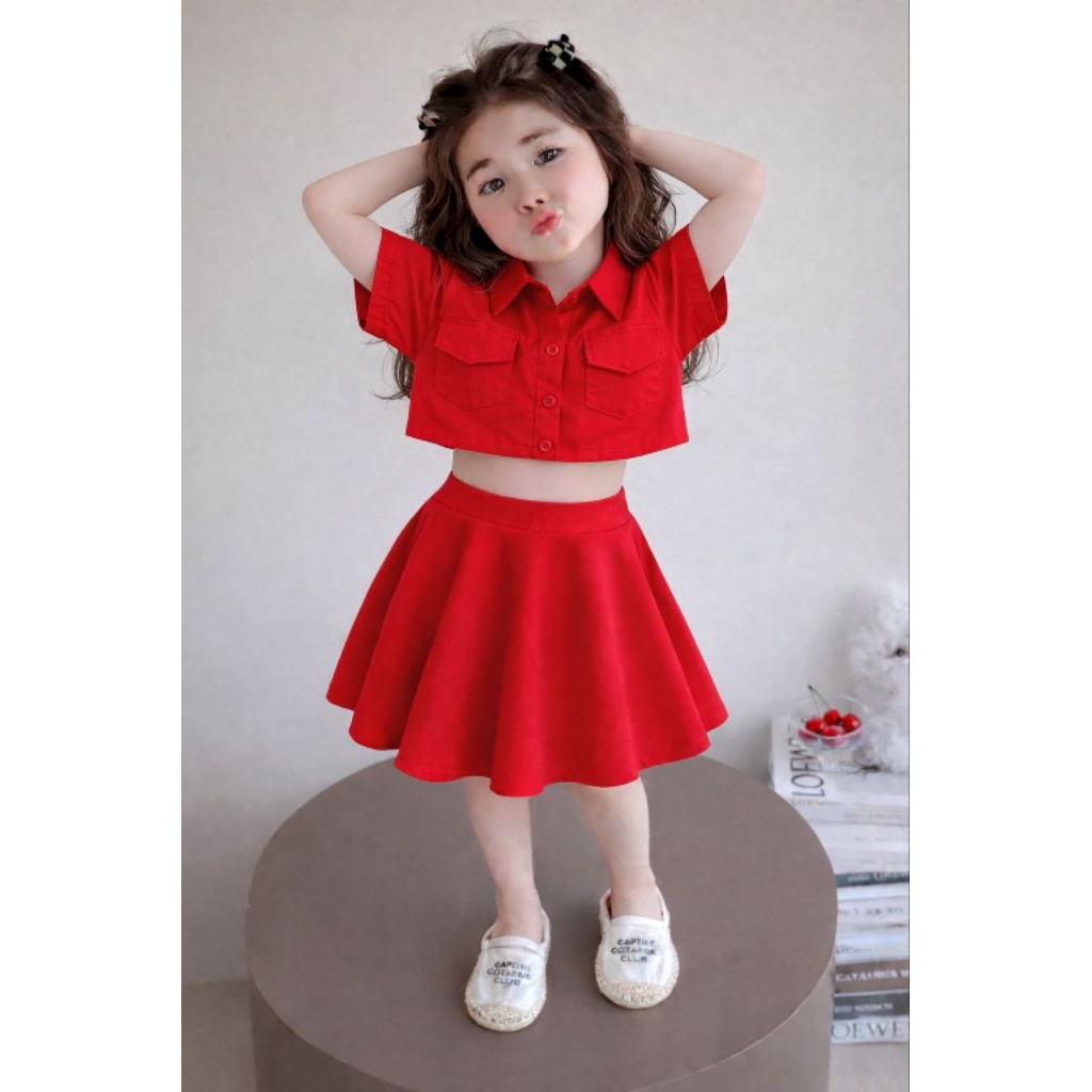 KEMEJA KROP TOP ANAK TERLARIS KEMEJA KROP TOP MODEL KOREAN STYLE DRES ANAK LUCU