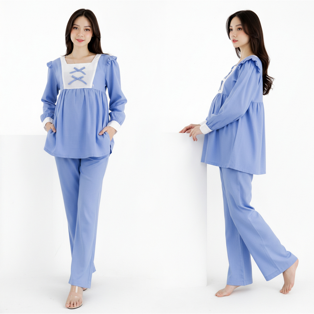 Setelan Celana Hamil Baju Hamil Lengan Panjang Katun Allsize