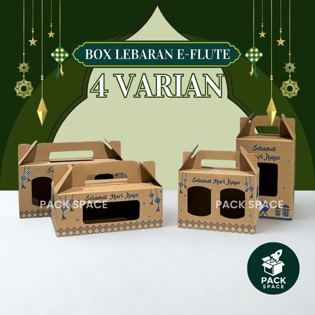 Box Jinjing Lebaran E-Flute Muat Toples Tabung Bulat Untuk Box Kue Kering Hampers Lebaran