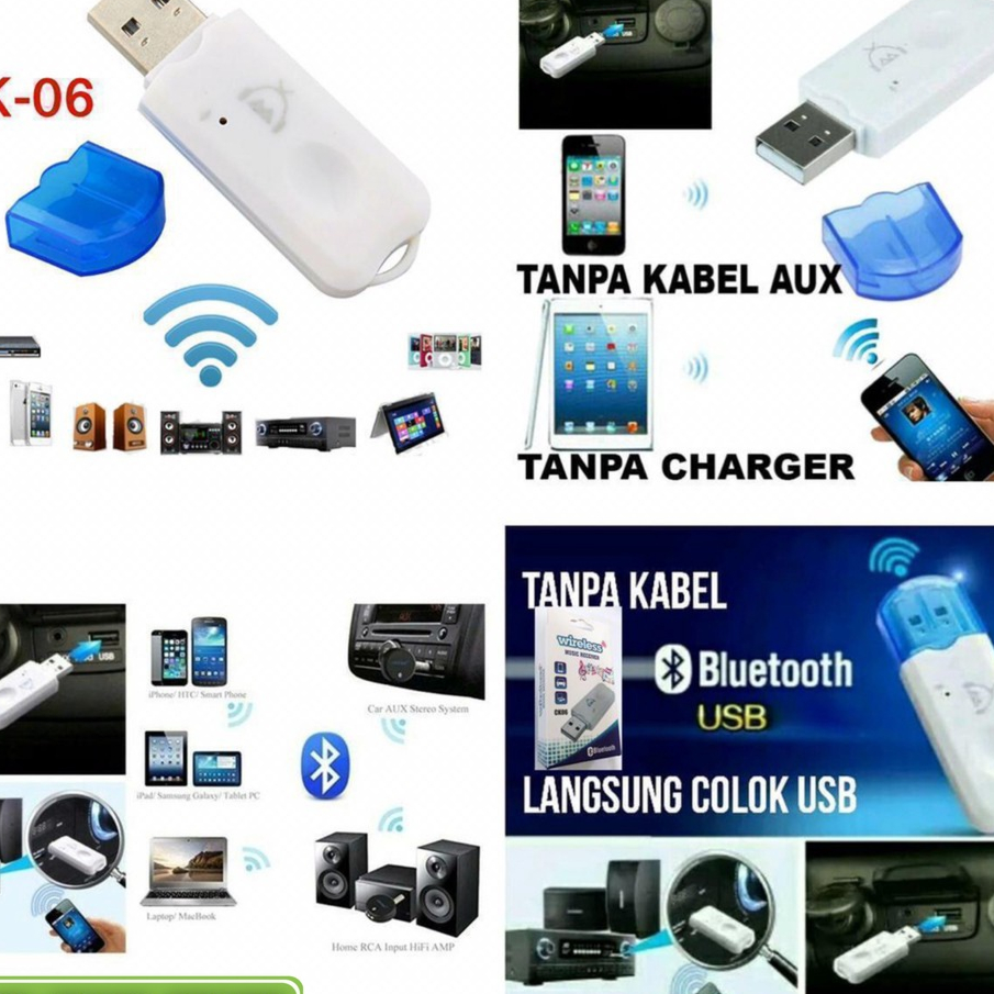 AUDIO RECEIVER BLUETOOTH WIRELESS TANPA KABEL AUX BLUETOOTH CK-06  USB BLUTOOTH CAR MOBIL TERLARIS