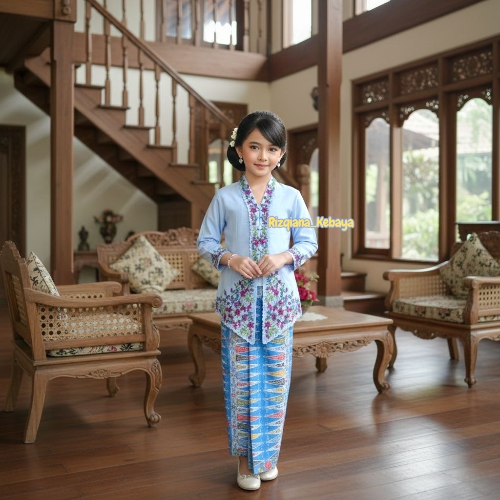 SETELAN KEBAYA ENCIM MOTIF BUNGA ANAK SD // KEBAYA ENCIM ANAK ANAK // KEBAYA ENCIM SEKOLAH ANAK // K