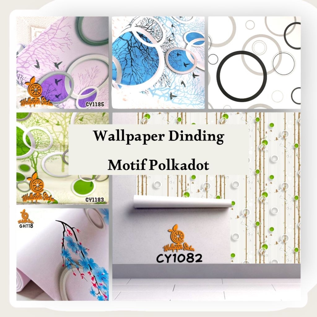 Wallpaper Dinding Kamar Motif Polkadot Pvc Kertas Stiker