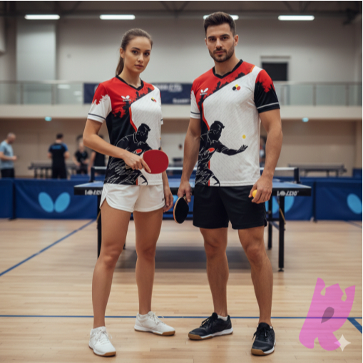 Jersey Tennis Meja Merah Hitam | Kaos Pingpong Tenis Meja | Free Custom Nick Name