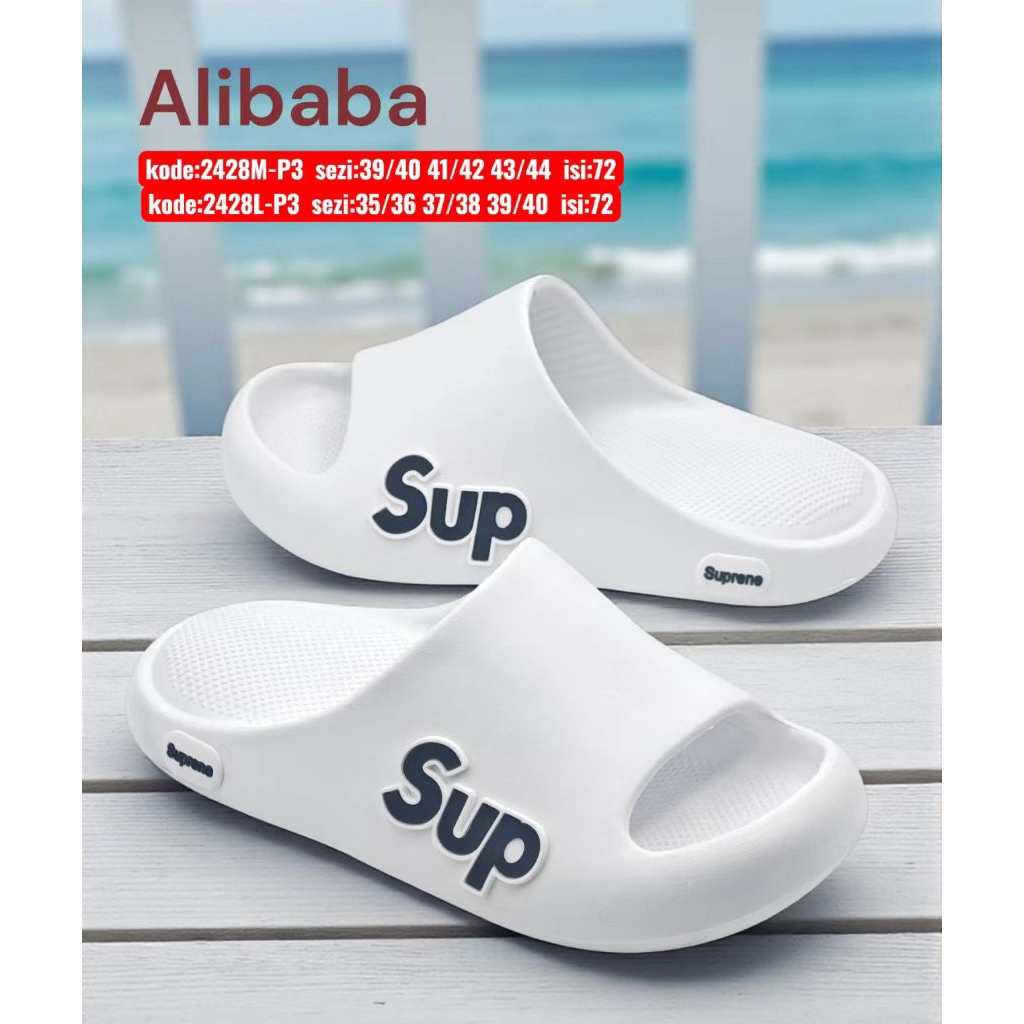 Sandal Slop Unisex Rumahan Mode Posee Suprene Sendal Slide Empuk dan Nyaman Kekinian