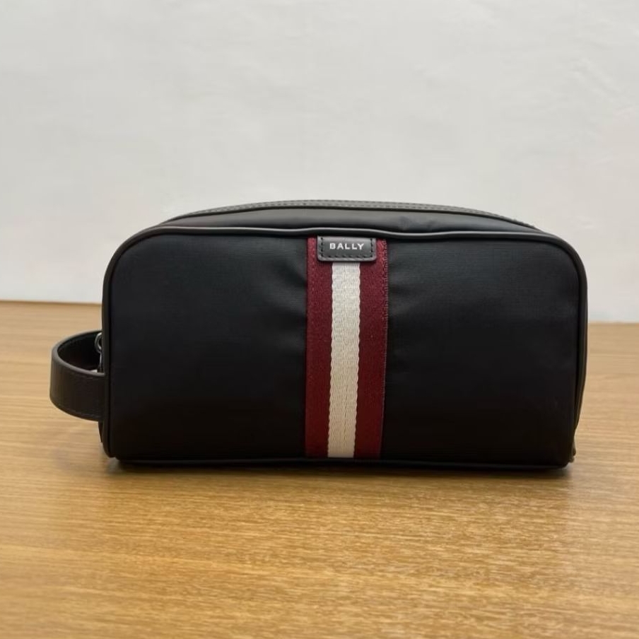 Pouch BALLY Code Washbag Nylon Stripe Clutch Handbag Original
