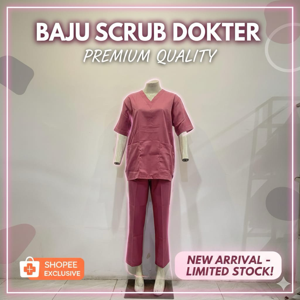 [PREMIUM] Baju Lengan Pendek Scrub Medis / Baju OK/  Baju Jaga / Baju Dokter Perawat Bidan / Setelan