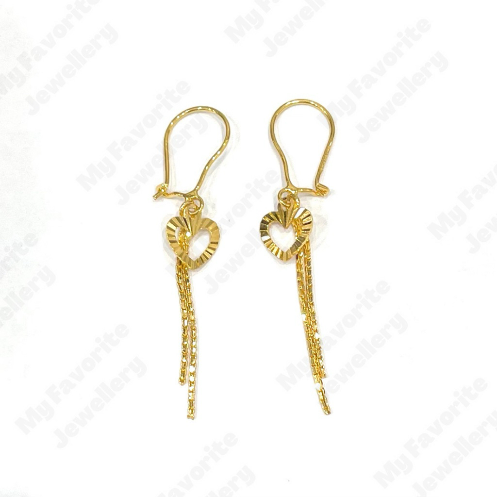Anting Love Gantung Italy Emas Asli Kadar 700 16K