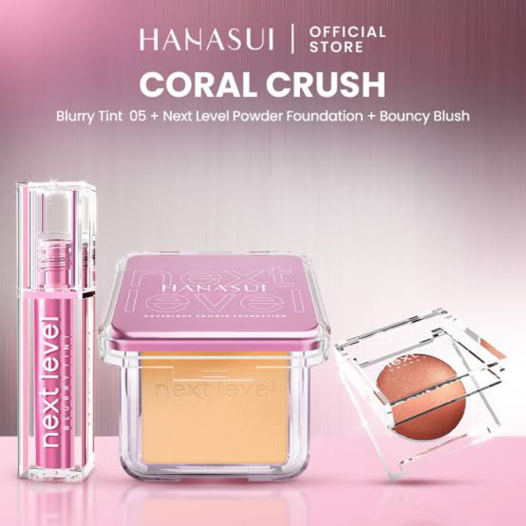 PAKET BUNDLING MAKE UP HANASUI NEXT LEVEL/HANASUI NEXT LEVEL COVERLOCK POWDER FOUNDATION/HANASUI NEX