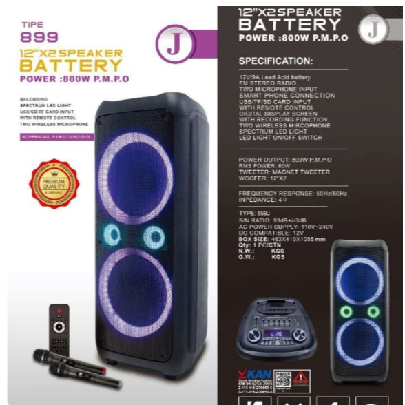 SPEAKER PORTABLE NOISE 899J 12X2 INCH ORIGINAL NOISE