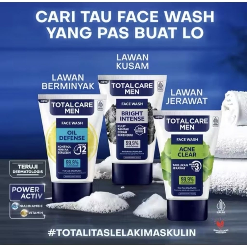 Total Care Men Face Wash isi 100 ml | Sabun Cuci Muka Pria Dengan Niacinamide Alami