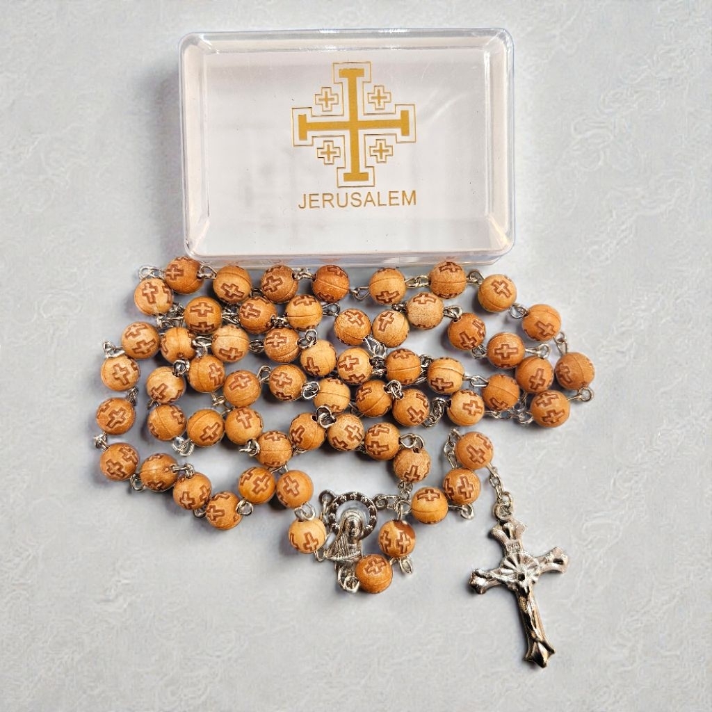 Rosario Jerusalem Wooden Brown Cross 8mm