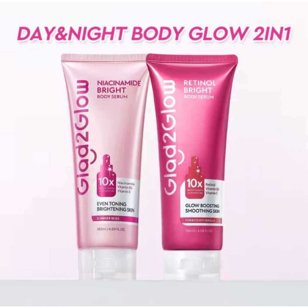[ New Launch ] Glad2Glow Retinol/Niacinamide Bright Body Serum Body Lotion 10X Cerah Instant Absorb 