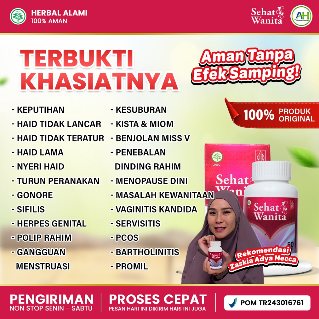 Sehat Wanita Original 100% Obat Keputihan Gatal Bau Tidak Sedap Keputihan Ampas Tahu - 50 Kapsul