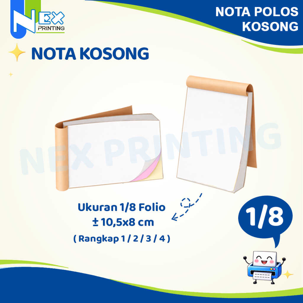 1/8 Nota Memo Polos Kosong Ukuran 1/8F Kwitansi bisa Satuan ukuran Bon Faktur Untuk toko online offl